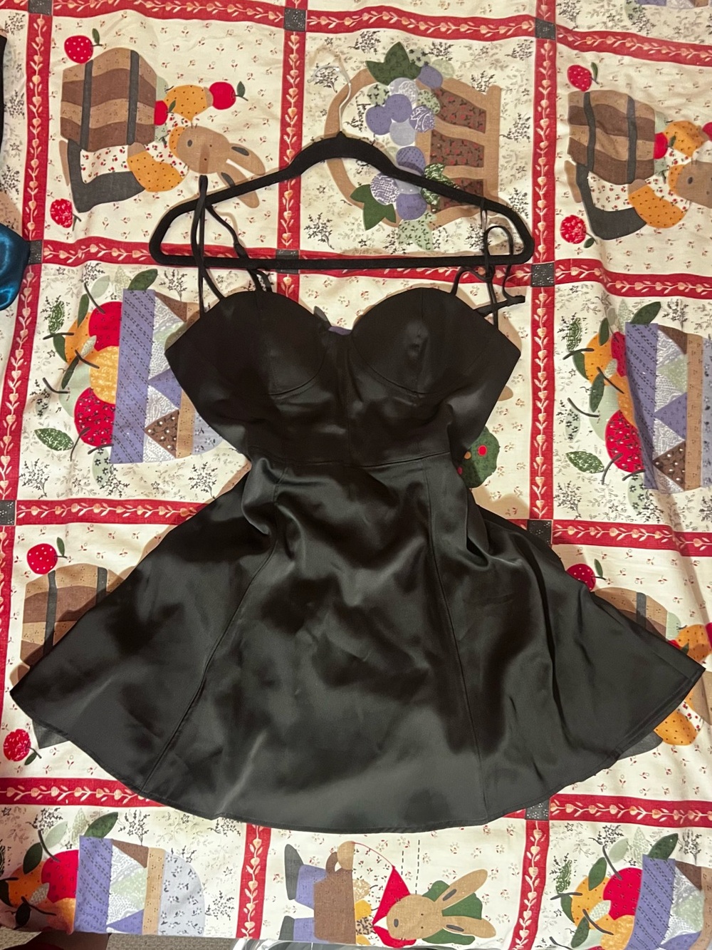 Urban Outfitters Black Satin Strappy Orion Bustier Mini Dress, size L